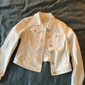 Anthropologie cropped white jean jacket